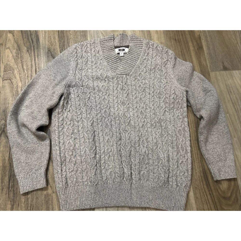 Joseph Abboud Wool Blend Sweater Cable‎ Knit Shawl Collar Pullover Size XL